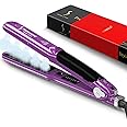 DORISILK 2.0 Upgraded Steam Hair Straightener and Curler, Ceramic 1 Inch Professional Salon Steampod Styler Plancha Vapor Iron, 450 LED Temp, 2 in 1, Purple