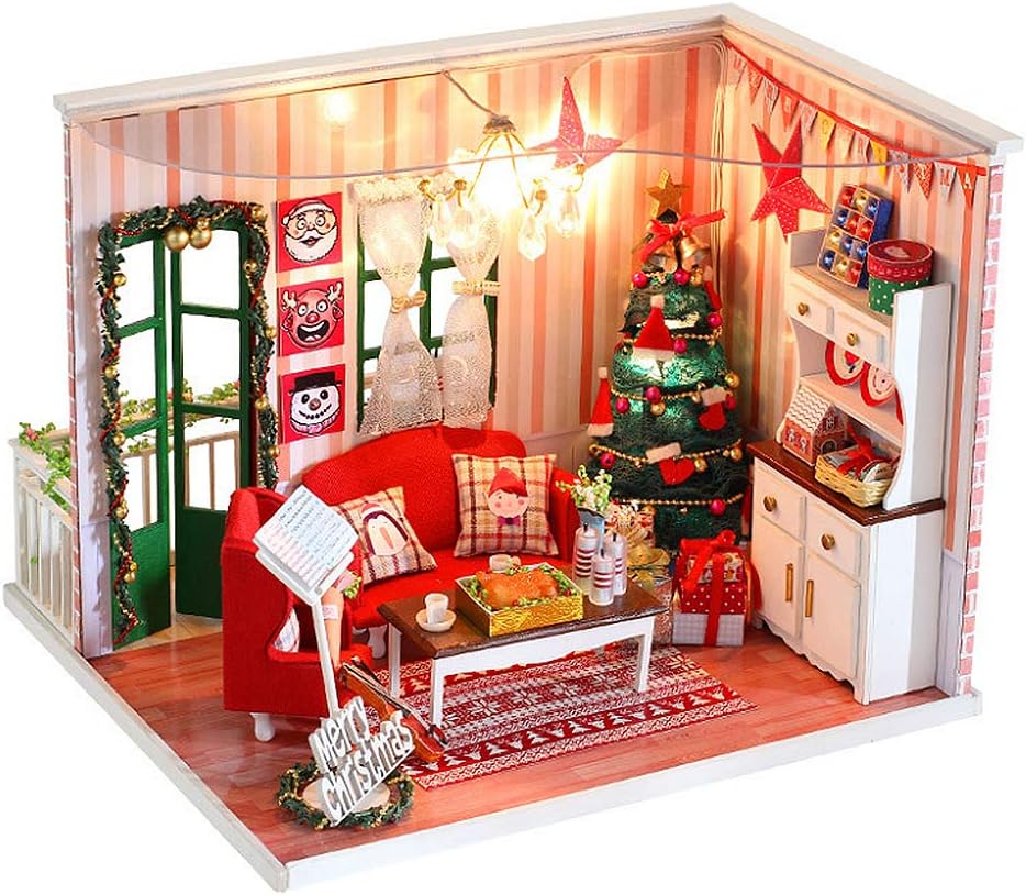 Diy Christmas Cottage Kit Handmade Dollhouse Miniature With Furniture Creative Mini House Model With Led Assembled Toy Puzzle Birthday Gift For Boys And Girls Amazon Co Uk Baby