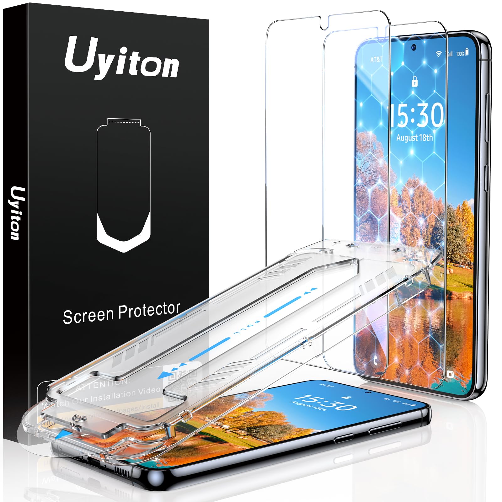 Photo 1 of Uyiton UnBreak-Glass for Samsung Galaxy S23 Screen Protector, [Ultrasonic Fingerprint Support][Auto-Alignment Frame] Scratch-Resistant Bubble-Free S23 Screen Protector, 2 Pack