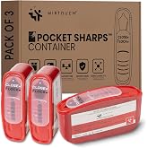 PocketSharps - Pocket-Size Travel Sharps Container for Pen Needles, Lancets, Strips - Premium Quality, Flat Bottom, Translucent Lid, Easy-Use, Portable Eject &amp; Disposal Sharps Container - 3 Pack