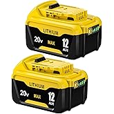 HOCHSTERN 2Pack 12.0Ah Battery Replacement for Dewalt 20V Max Battery Compatible with Dewalt 20 Volt Lithium Ion Batteries DCB205 DCB203 DCB201 DCB210 DCB200 Cordless Tools