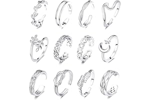 KOHOTA 12PCS 18K Gold Plated Adjustable Toe Rings for women Summer Beach Open Toe Rings Set Flower Arrow Tail Pinky Band Rings Barefoot Foot Jewelry