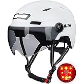 ILM Adult Bike Helmet with USB Rechargeable LED Front and Back Light Mountain&Road Bicycle Helmets for Men Women Removable Goggle Cycling Helmet E3-10L