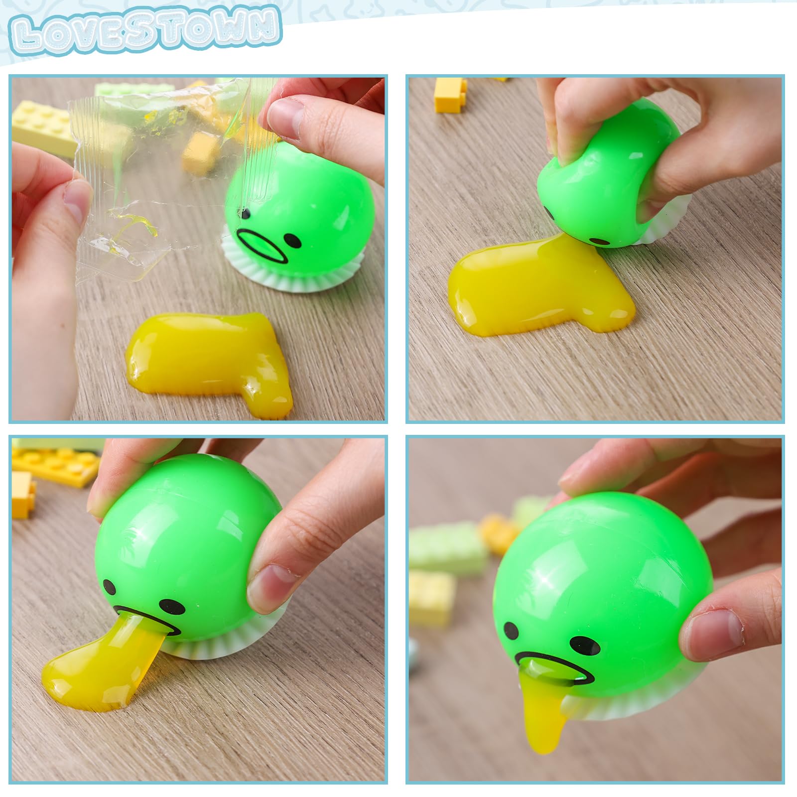 LovesTown Vomiting Sucking Egg Yolk, Puking Egg Novelty Fidget Toy Stress Squeeze Slime Sensory Toy for Kids Birthday Party Prank Toys