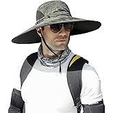Leotruny Men Wide Brim Sun Hats UPF50+ Waterproof Breathable Bucket Hat for Fishing, Hiking, Camping