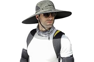 Leotruny Men Wide Brim Sun Hats UPF50+ Waterproof Breathable Bucket Hat for Fishing, Hiking, Camping