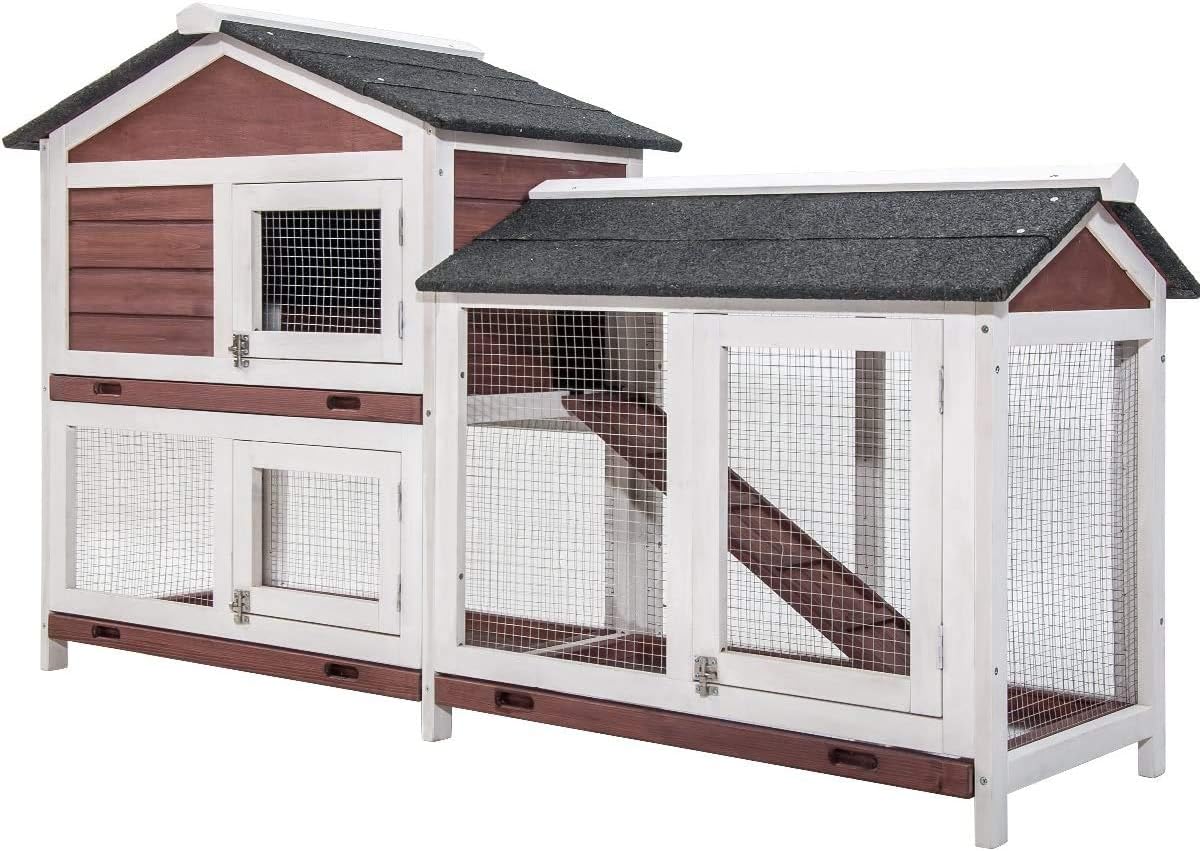 purlove rabbit hutch wood house pet cage for small animals