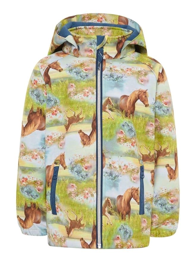 NAME IT %%20% Mini Mädchen Softshelljacke, Jacke ALFA Horse in Dark Denim - UVP 49,99€