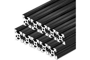 QNK 10pcs 500mm(19.7") Black V Slot 2020 Aluminum Extrusion European Standard Anodized Linear Rail for 3D Printer Parts and CNC DIY