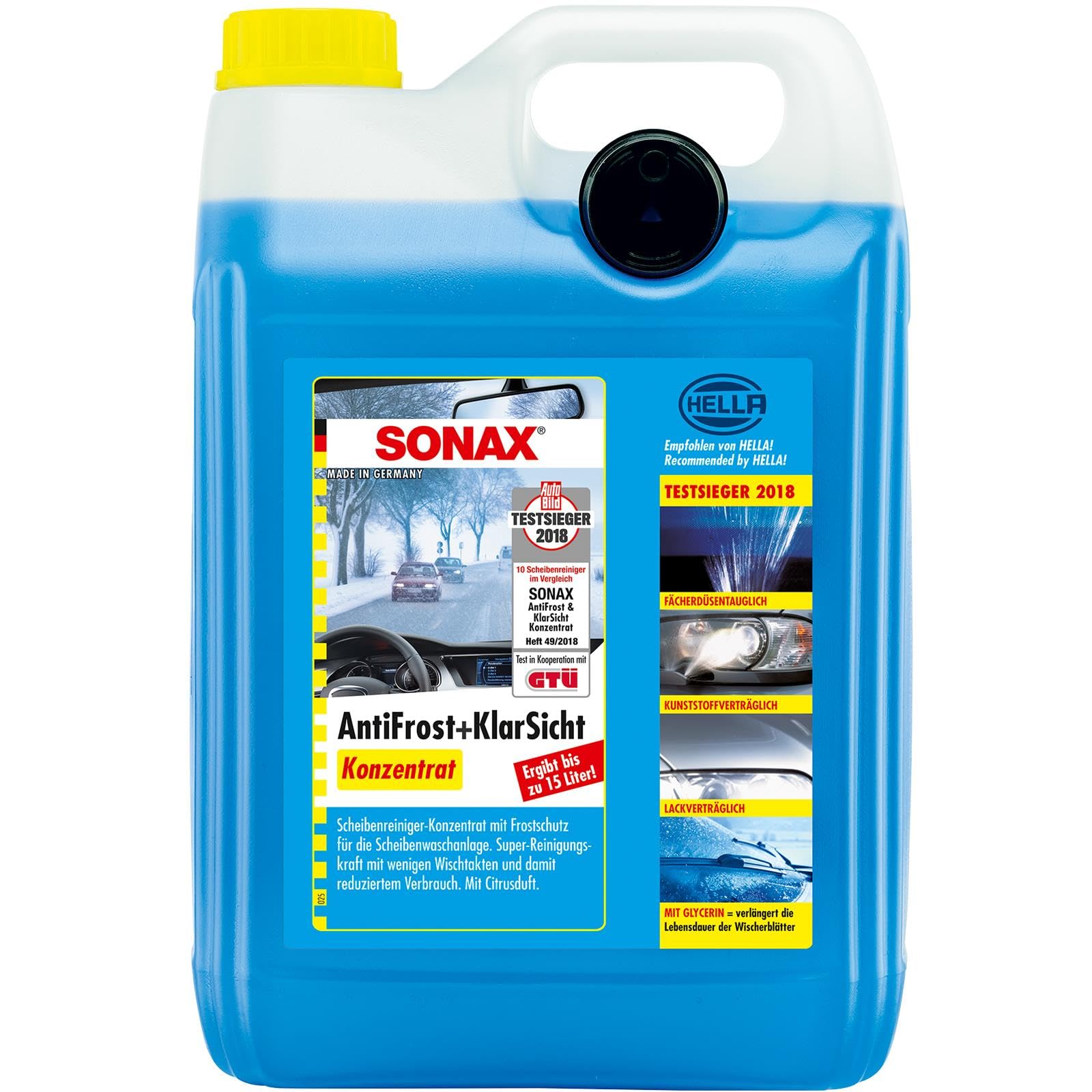 SONAX 332505 Antifreeze and Clear View Concentrate, 5 Liters