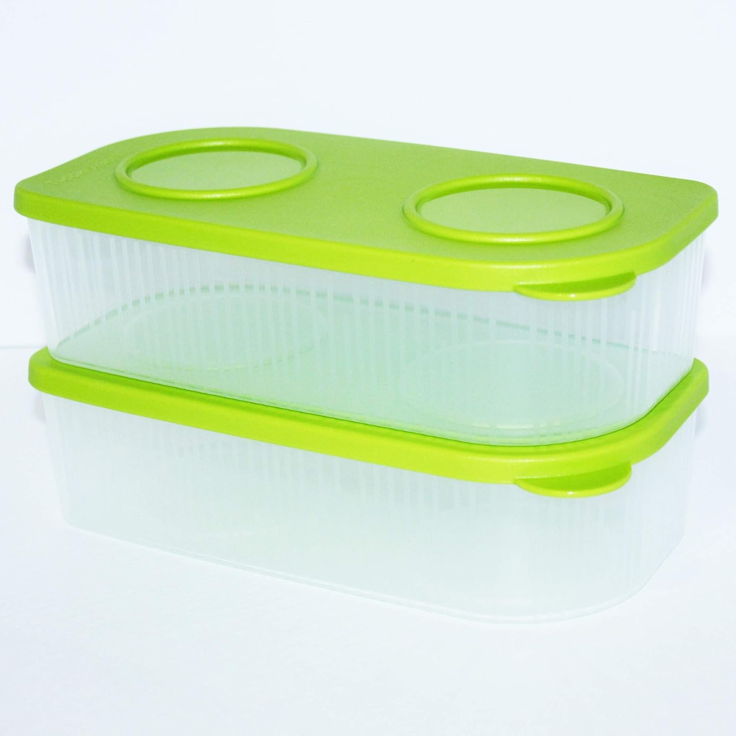 Tupperware Set of 2 Fresh N Cool 4.25 Cup Long Containers Green