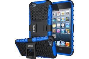 ykooe Portable Electronic Device Cover, Case for iPod Touch 5/6/7, Heavy Duty Protective Cover with Stand, Blue