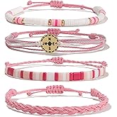 FANCY SHINY Boho Nautical Compass String Bracelets Beaded Clay Beads Bracelet Stackable Friendship Bracelets Summer Beach Outfits for Women Girls