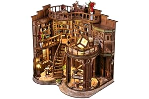 ANTREATU DIY Miniature House Kit, Book Nook Kit, 3D Wooden Puzzles Bookshelf Craft Kits, Dollhouse Kit with LED Light, Mini Building Kit for Adults Teen to Build (Dreamy Book Hall)