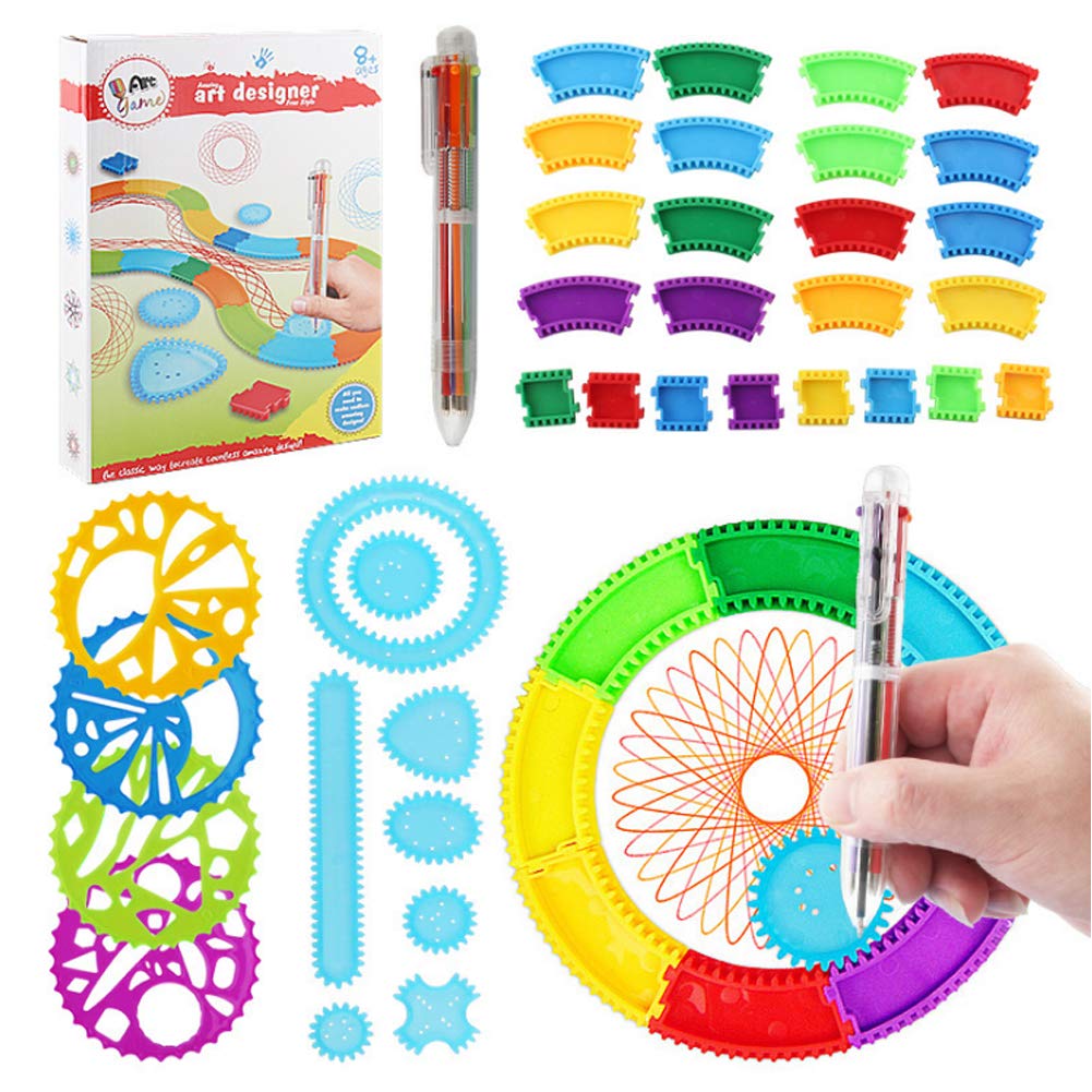 needlid Spirograph Design Set, Multicolored Professional Plastic Kids Art Painting Tool Durable for Kids for Painting for Drawing