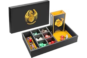 WUNHUNEW DND Dice Tray & Tower Storage Box, 4 in 1 D&D Dice Holder Case (Dice Rolling Tray, Dice Roller Tower, Dice & Miniature Storage), Great RPG Accessories Gifts for Dungeons and Dragons MTG DM & Player