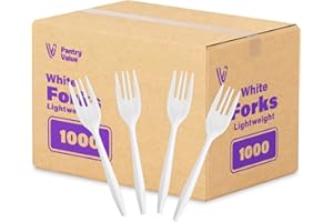 Pantry Value [1000 Count] Lightweight White Forks - Disposable Cutlery for Parties, Events, and Dinner (Formerly Comfy Packag