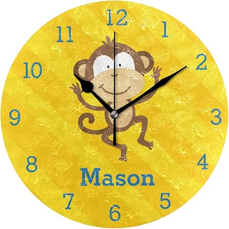 Amazon Co Jp 壁掛け時計 掛け時計 超可愛い壁掛け時計 子供部屋飾り ジェネリック家具 おしゃれ 静音 ジャングルのパーソナライズな柱時計のおもしろいな猿 ホーム キッチン