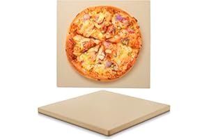 Unicook Pizza Stone 15 Inch, Premium Baking Stone for Oven Grill, Square Cordierite Bread Pizza Pan, Thermal Shock Resistant, Includes Scraper