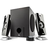 Cyber Acoustics CA-3090 2.1 Speaker System, 18W, Subwoofer | Compact 2.1 PC Speaker System; 3.5mm Audio Connection; Volume Control Pod; Subwoofer Adjustable Bass; Music, Movies, Gaming