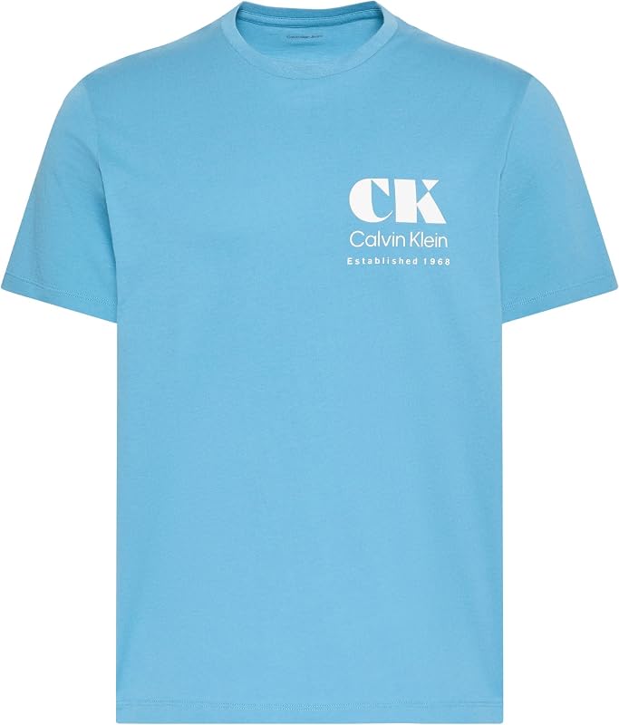 T-Shirt Graphique SS 30S EU CK Resort LV04RG802G pour Homme, Vert (Vapeur Bleue), Taille S