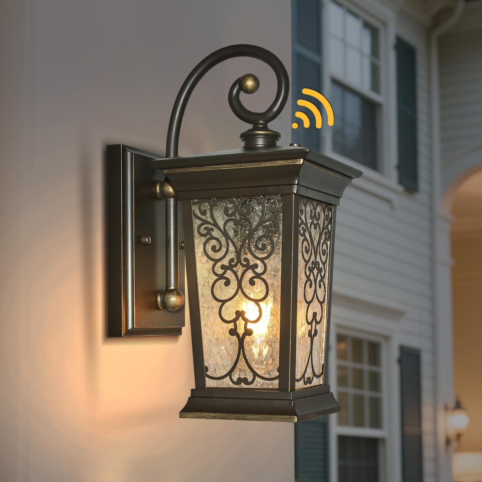 Photo 1 of ALVIME Dusk to Dawn Outdoor Wall Lights, Exterior Lighting Fixtures, Porch Outside Wall Sconce for Entryway, Farmhouse, Front Door, Patio, Garage, E26 Base&Clear Seeded Glass