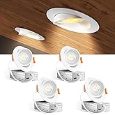 Amico 4 Pack 4 Inch 5CCT Gimbal LED Recessed Lighting, 360°&90° Adjustable Eyeball Directional Downlight, Dimmable, 2700K/3000K/3500K/4000K/5000K Selectable, CRI90+ 9W 700LM, ETL&FCC