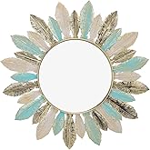 Boho Metal Wall Mirrors, 16.1in Round Decorative Mirrors for Living Room, Bathroom, Bedroom