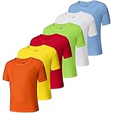 6-Pack Boys Athletic T-Shirts Quick Dry Short-Sleeve Tops Youth Moisture Wicking Running Sports T-Shirts(4-18 Years)