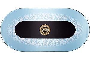 TRITON POKER TABLES Triton Premium Portable Poker Table Mat 10 Player Blue - Multi-Spandex Fabric Rubber Portable Poker Game Mat with Zippered Oxford Fabric Carry Bag - 80” L x 38” W