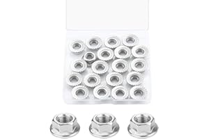 JMINRUN M10 20 PCS Metric Flange Nuts Assortment Kit, 304 Stainless Steel Serrated Flange Hex Lock Nuts