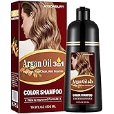 Black Argan Oil Hair Dye - 16.9 Fl Oz, 3 in 1 Semi-Permanent Color Shampoo, Easy To Use (Black)