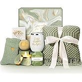 Valentines Day Birthday Gifts for Her Women Mom Wife Girlfriend Daughter Sister| Mothers Day, Self Care, Get Well, Teacher Appreciation Gifts| Care Package Relaxing Spa Gift Basket w/ Fringed Blanket