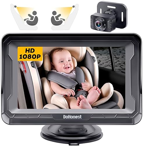 Baby - DoHonest Baby Car Camera HD 1080P - Rear-Facing Car Baby Monitor with Night Vision, Adjustable View Angle, Easy Setup, Anti-Glare Display, Safety for Kids & Infants