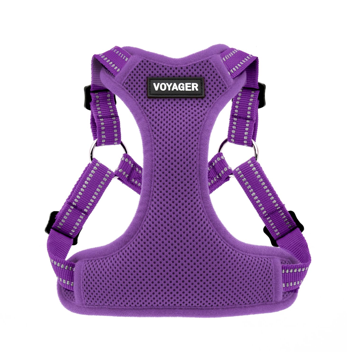 Best Pet Supplies Voyager Adjustable Dog Vest Harness Breathable No Pull Harness for Small, Medium, Large Dogs, Heavy Duty Harness for Walking, Jogging, Easy Step-In, Reflective Stripes - (Purple), XL