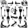 Detroit Axle - 4WD Front End Kit for Chevy GMC Silverado Sierra 1500 HD Avalanche Yukon XL Suburban 2500 3500 Hummer H2 Wheel Bearing Hubs CV Axles Upper Control Arms Ball Joints Tie Rods - 17pc Set