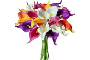 Mandy's 20pcs Colorful Flowers Artificial Calla Lily Silk Fake Flowers 13.5" for Mother's Day Easter Home Kitchen & Wedding