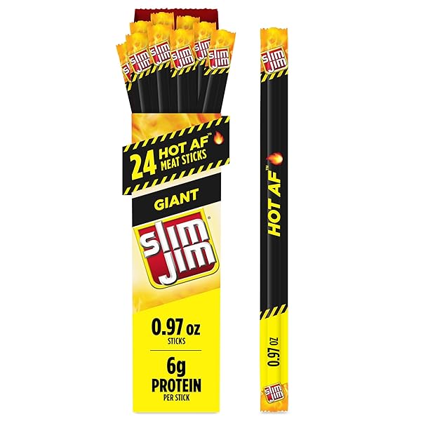 SLIM JIM GIANT SMOKED MEAT STICKS, HOT AF...