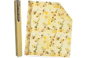 SOFTMED Beeswax Food Wraps 1 Meter Roll 13 x 39 Inch Reusable Beeswax Wraps Eco-Friendly Sustainable Food Storage Wraps for Sandwich, Cheese, Fruit, Bread, Snacks (Bee Pattern) (1, 13x39 英寸)