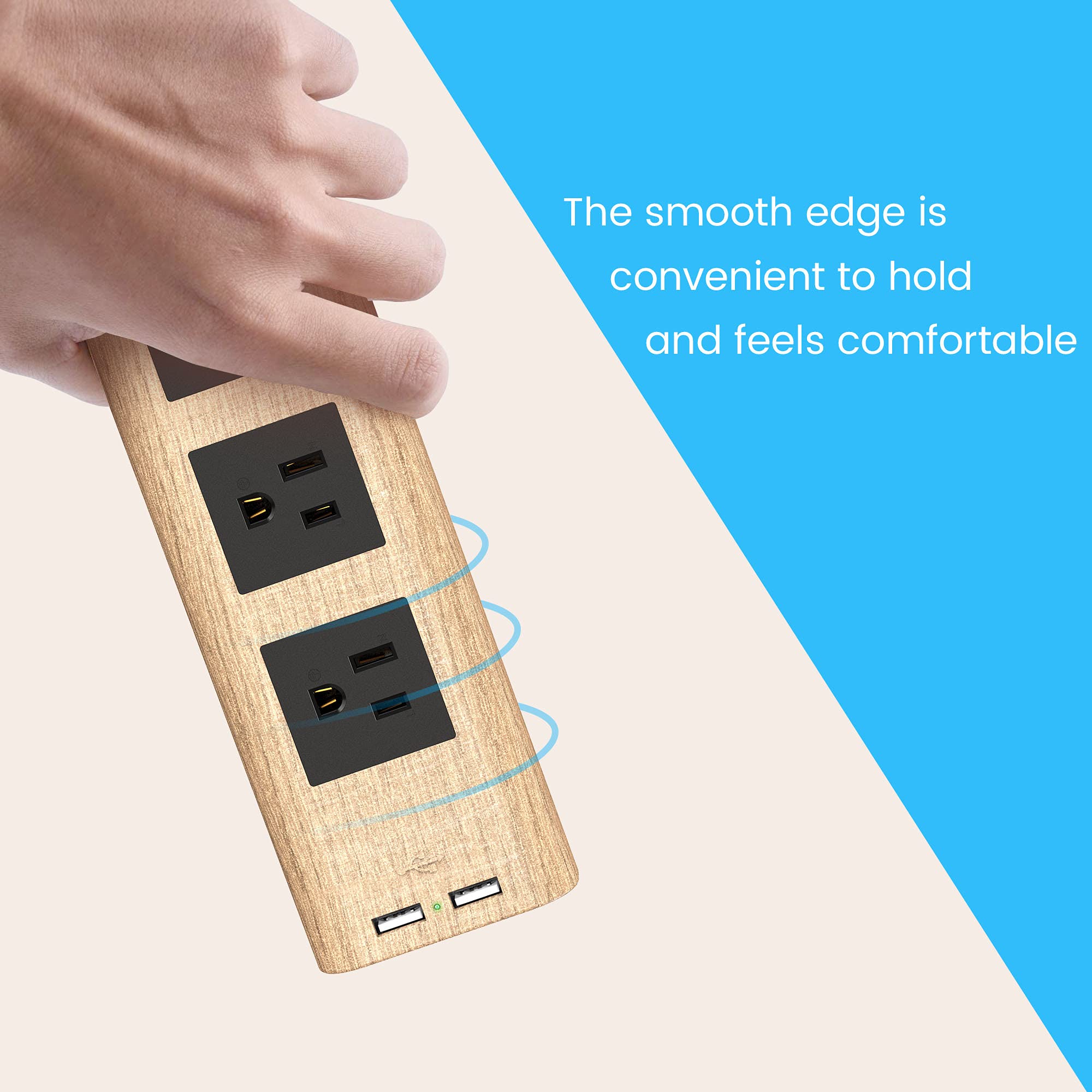 Power Strip, SUPERDANNY Surge Protector with 10 ft Flat Plug Extension