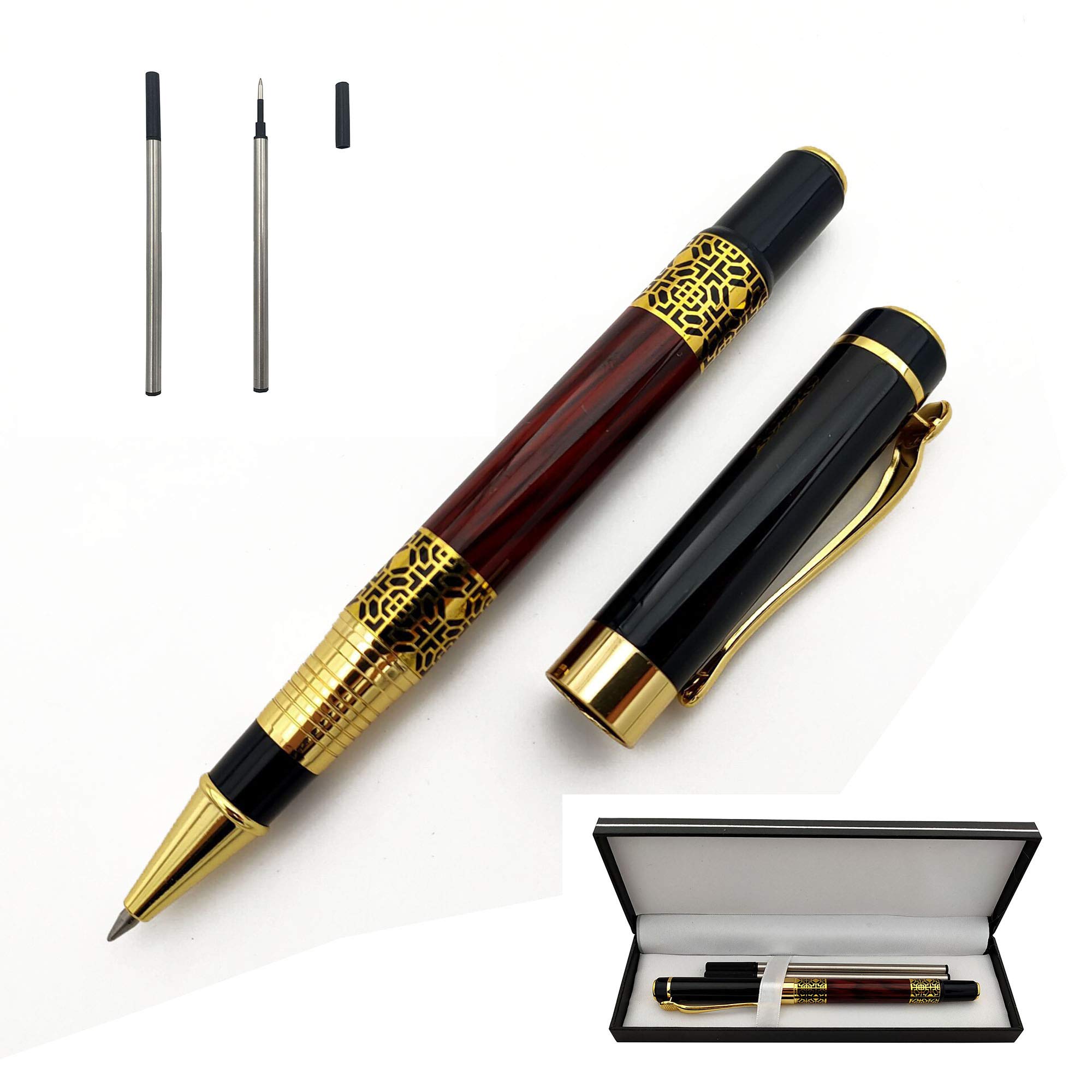 Accod Metal Rollerball Pen - Business Gift Pen with Two Replaceable Refills - Nice Gift for Family and Friend