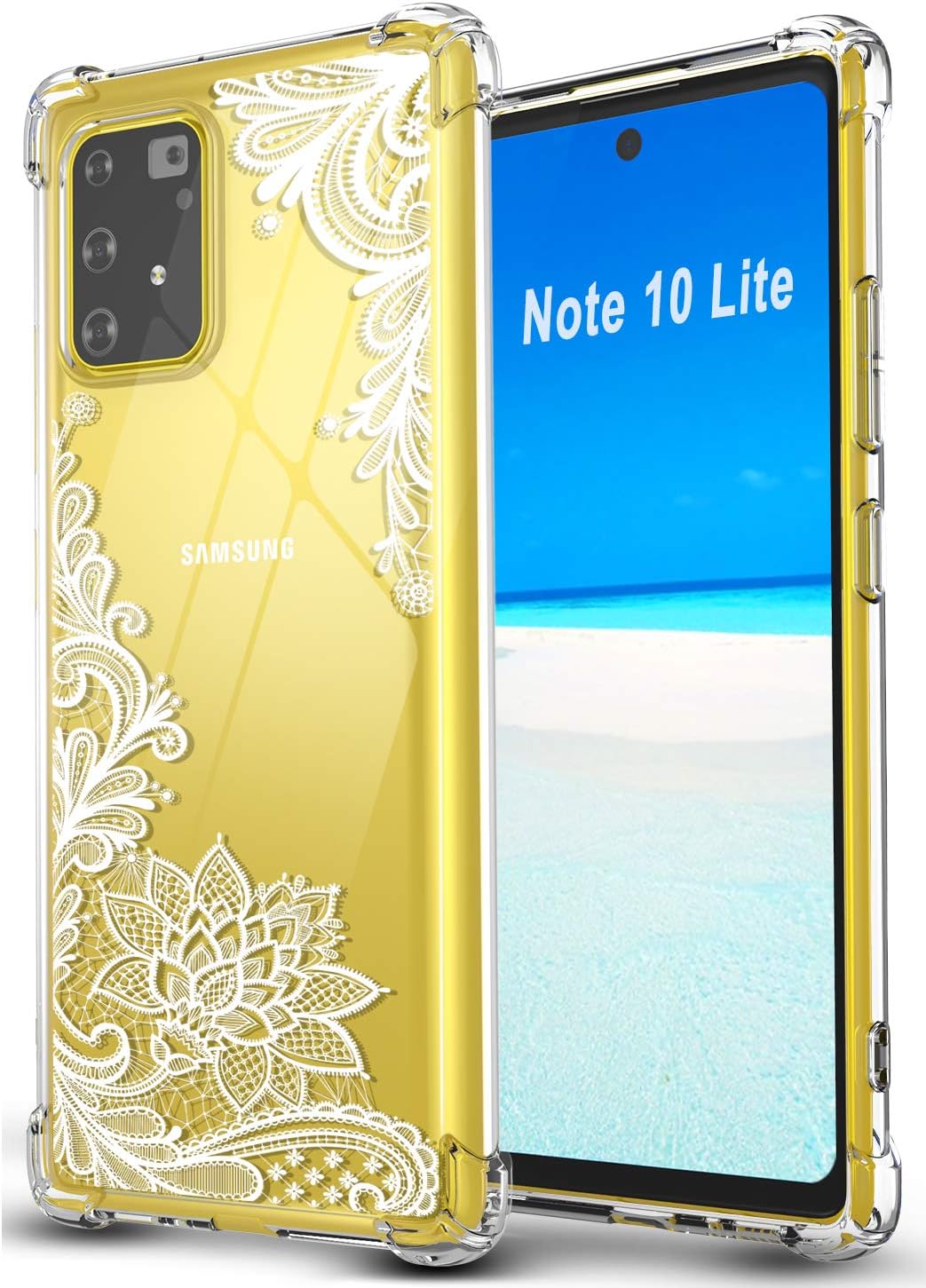 Huness Galaxy Note 10 Lite Case,Galaxy A81 Case,Galaxy M60S Case,Clear Flower TPU with Anti-Fall Angle Reinforcement Case for Samsung Galaxy Note 10 Lite(2020),Galaxy A81,Galaxy M60S (Clear Flower)