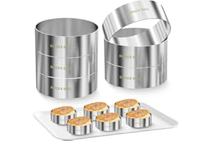 DIATOMITECO Hamburger Bun Rings, Burger Mold, 4.2 inch Large Ring Molds for Cooking, Set of 6, Nonstick, Made of Food Grade 304 Stainless Steel, Cooking Rings for Fried Eggs, Crumpets, Pancakes, Muffins and More