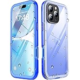SPORTLINK for iPhone 16 Pro Case Waterproof - Built in Screen Protective, IP68 Underwater /6.6FT Military Dropproof/Dustproof/Full Body Phone Case 6.3 inch Blue/Frosted Clear