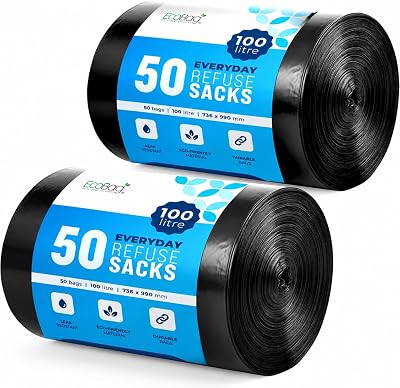 EcoBag 100 Pack Everyday Refuse Sacks 30 Micron 100L Recyclable Leak Resistant
