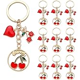 PHAETON 10PCS Cherry Charm Keychain Fruit Keychain Heart Style Keychain Cherry Bag Charm Heart Keyring Purse Backpack Cherry Key Chain Decor Accessory for Women Girls Gift