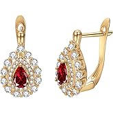 JOLCHIF Red And Gold Drop Earrings for Women Dangle Cubic Zirconia 14K Gold Plated Hypoallergenic CZ Hoop Earrings