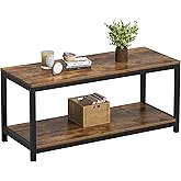 soges Coffee Table Square Coffee Tables Small 2 Tiers Sofa Table Side Table End Table Console Table, 39.3 * 15.7in, Vintage B