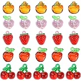 KitBeads 30pcs 5 Styles Acrylic Cherry Strawberry Charms for Jewelry Making