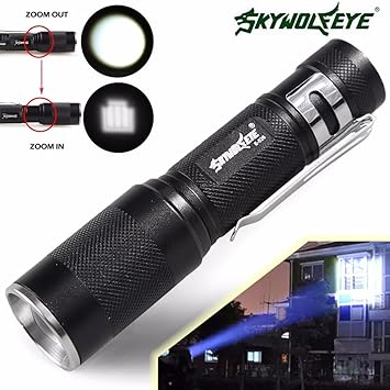 HCFKJ 4000Lm Zoomable Cree Xm-L Q5 Led Flashlight 3 Mode Torch Super Bright Light Lamp